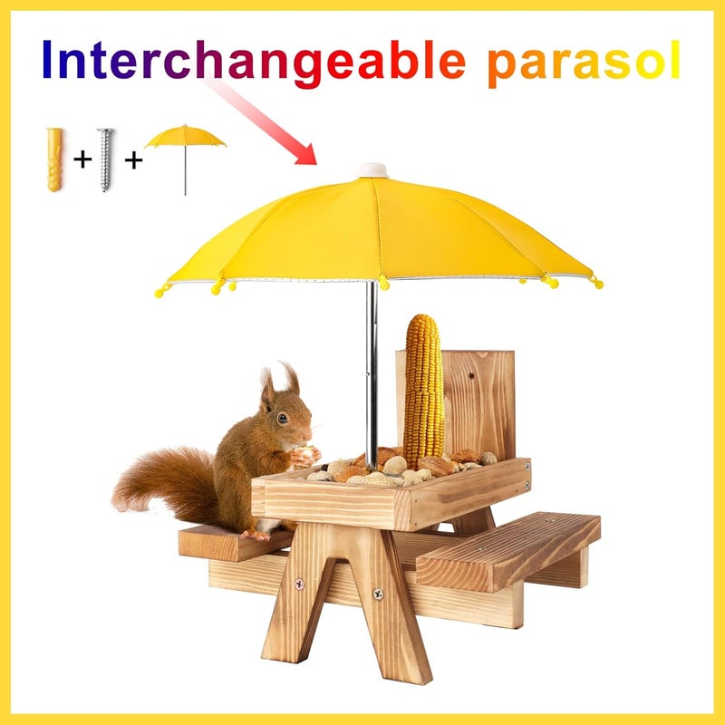 Gnodry Squirrel Picnic Table Feeder Replacement Mini Umbrella for Outside (Yellow) - Image 3